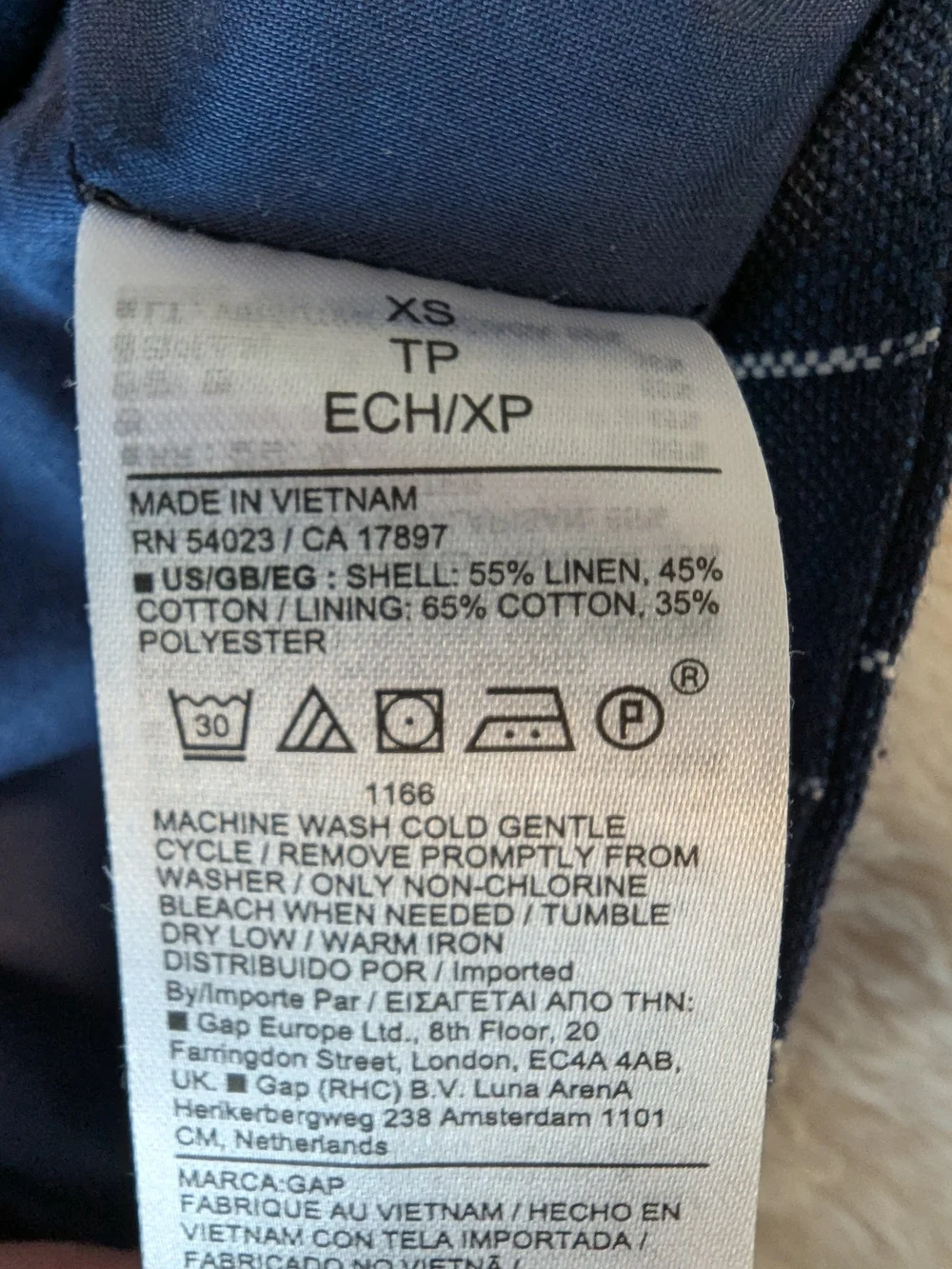 Gap Navy Pinstripe Linen Button Front Vest - Picture 7 of 7